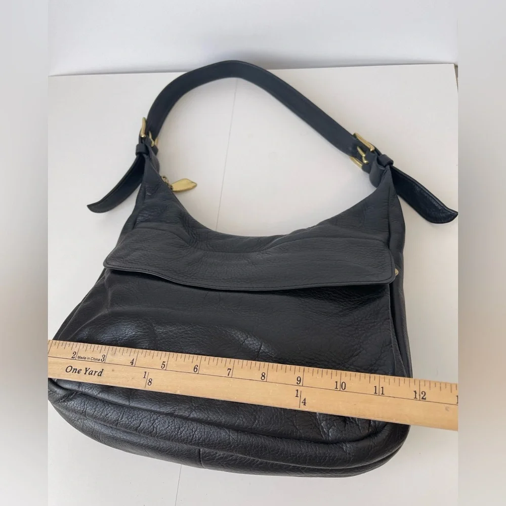 Libaire Hobo Shoulder Bag Black Pebbled Leather